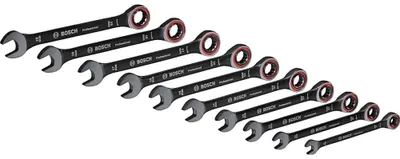 Zdjęcie produktu dla Zestaw kluczy płasko-oczkowych Bosch Professional 10 szt. (8/10/12/13/14/15/16/17/18/19 mm, torba) - zestaw na wyłączność Amazon