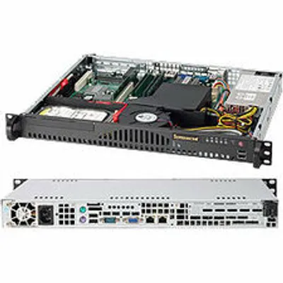 Produktbild von Supermicro SC512-203B, Rack, Server, Schwarz, ATX, 1U, HDD, Leistung