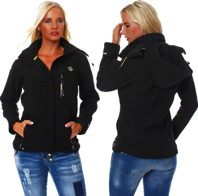 Produktbild von Geographical Norway Damen Tchika Softshell Funktions Outdoor Regen Jacke , schwarz, Größe XL