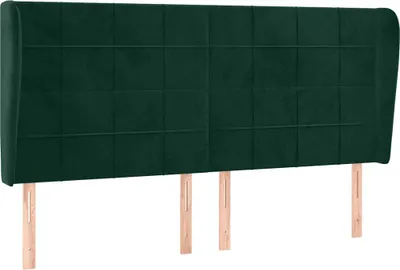 Image de vidaXL Tête de lit avec oreilles vert foncé 163x23x118/128 cm velours