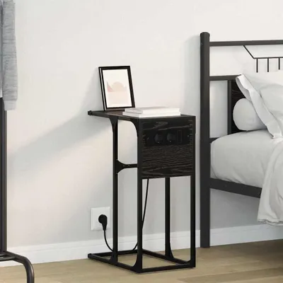Productafbeelding van vidaXL Nachtkastje, zwart, eikenlook, 41,5 x 26 x 60,5 cm