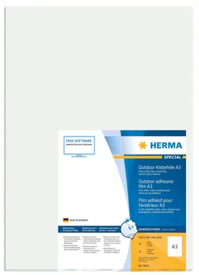 Produktbild von HERMA 9542, Weiß, Rechteck, A3, Universal, Polyethylen, Matte