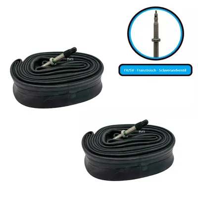 Produktbild von 2er Set Fahrradschlauch 28 Zoll 28x1,10 bis 28x1,75 Zoll (28/47-622/635) 700x28c-45c mit FV französischem/Sclaverandventil