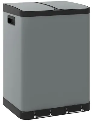 Produktbild von HOMCOM Mülleimer 2 x 30L Treteimer mit Deckel Fußpedal Inneneimer Metall