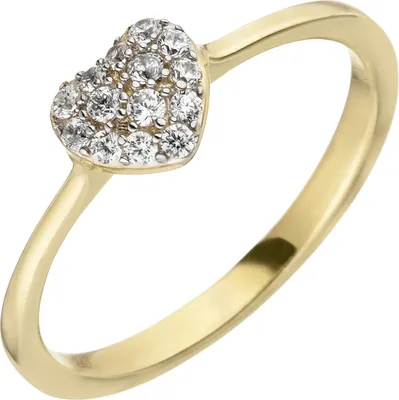 Produktbild von Gr. 60 Damen Ring Herz 375 Gold Gelbgold 14 Zirkonia Goldring Herzring