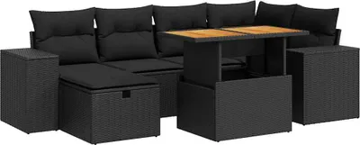 Immagine prodotto di vidaXL Set di divani da giardino a 8 pezzi con cuscini in rattan nero