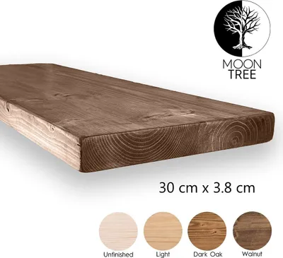 Produktbild von MoonTree | rustikales Wandregal aus Holz Ivar, 30x3.8x170cm, Walnut | Hängeregal, Regalboden, Wandregal Holz für Wohnzimmer, Küche & Flur