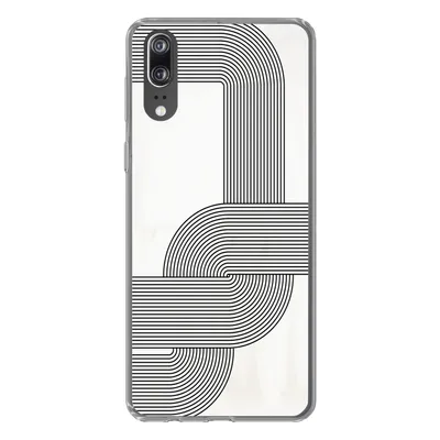 Produktbild von MuchoWow® Handyhülle Schutzhülle Hülle für Huawei P20 Kunst - Schwarz - Weiß - Linie Silikon Softcase Handy Hülle - Hardcover