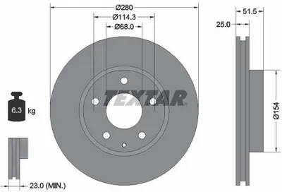 Produktbild von 2x TEXTAR Bremsscheibe 92267503 für MAZDA 3 Schrägheck (BM BN) CX-3 (DK) 51 5mm