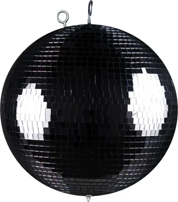 Produktbild von Spiegelkugel mit Sicherheitsöse 30cm schwarz // Discokugel - Mirrorball 30cm schwarz