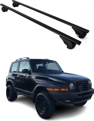 Zdjęcie produktu dla Poprzeczne relingi dachowe do Ssangyong Korando 1996–2006, kolor czarny