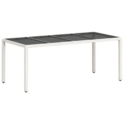 Produktbild von Gartentisch mit Glasplatte Weiß 190x90x75 cm Poly Rattan