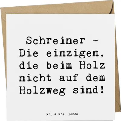 Produktbild von Mr. & Mrs. Panda Grußkarte Spruch Schreiner Handwerk - Weiß - Geschenk, Holzmeister, anlasskarte, Glückwunschkarte, doppelkarte, Klappkarte, Berufsgestaltung, faltkarte