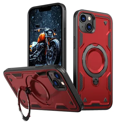 Produktbild von iPhone 13 / 14 Hülle - Coverup Armor Back Cover met MagSafe Compatible Kickstand - Rot