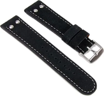 Produktbild von Herzog Wasserbüffel Uhrenarmband 22mm | Wildleder schwarz 954822