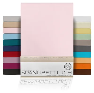 Obrázek produktu pro Bavlněné prostěradlo s napnutím, vyrobené z vysoce kvalitní česané bavlny, jersey, 160 g/m², rozměry 140x200 cm, barva: růžová, vhodné pro standardní matrace