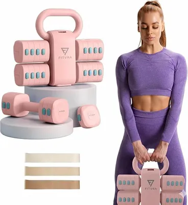 Imagen del producto de Mancuernas ajustables 2 en 1: conjunto de mancuernas y pesa rusa