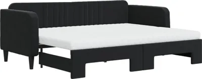 Immagine prodotto di Divano Letto Estraibile con Materassi Nero 80x200 cm Velluto