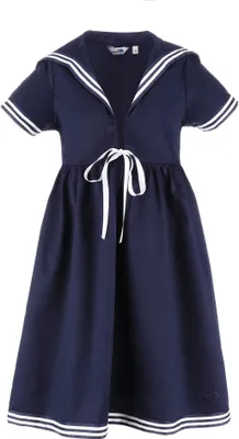 Produktbild von modAS Kinder Matrosenkleid mit 1/2-Arm - Maritimes Kurzarmkleid mit großem Kragen in Marine Größe 116