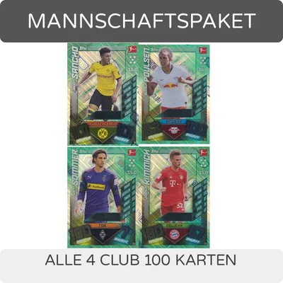 Produktbild von Topps Match Attax - 2019/20 - Alle 4 Club 100 Karten