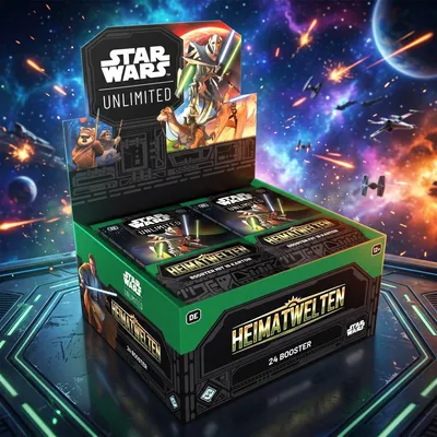 Produktbild von Star Wars: Unlimited – Heimatwelten Booster Display – Deutsch – 24 Boosterpacks mit 384 Sammelkarten