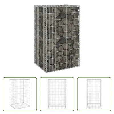 Produktbild von The Living Store Gabionenwand mit Abdeckung Verzinkter Stahl 60x50x100 cm