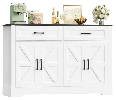 Produktbild von Sideboard Küchenbuffet mit 2 Schubladen und 4 Türen 120 cm Schwarz/Weiß