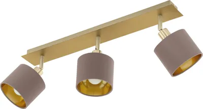 Produktbild von EGLO Deckenlampe Valbiano, Deckenleuchte, Deckenstrahler aus Metall und Textil, Flurlampe in Messing-Gebürstet, Nickel-Matt, Cappuccino, Gold, E14