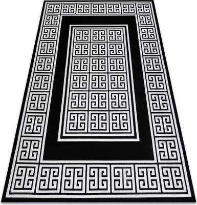 Produktbild von Modern GLOSS Teppich  6776 85 stilvoll, Rahmen, griechisch schwarz / elfenbein Schwarz 80x150 cm