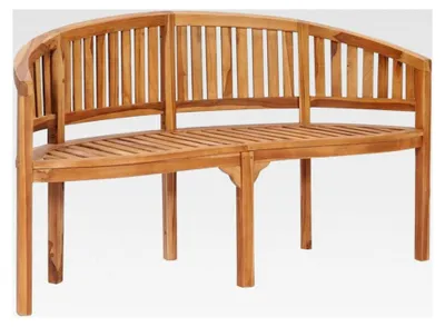 Produktbild von Bananenbank 3-Sitzer Teak Massiv Gartenbank Sitzbank 151 x 62 x 86 cm (L x B x H)