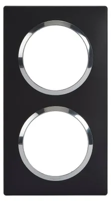 Image de Plaque double Dooxie, LEGRAND, noir et chrome