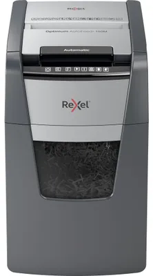 Produktbild von Rexel Optimum AutoFeed+ 150M, Mikrogeschnittene Zerkleinerung, 22 cm, 2x 15 mm, 44 l, 55 dB, Berührung