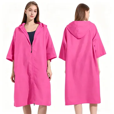 Productafbeelding van Poncho-handdoek met rits, sneldrogende microvezel, voor volwassenen