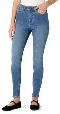 Productafbeelding van A. Essentials dameshoge elastische skinny jeans, hoge taille, medium blauw, maat 38