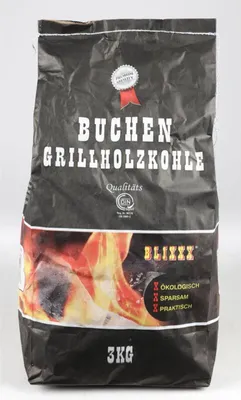 Image de Charbon de bois de hêtre pour grillades 3kg - charbon de bois de qualité supérieure en hêtre, longue durée de combustion & forte braise, naturel & durable, paquet avantageux de 120 sacs (360kg)