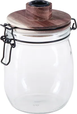 Produktbild von Stabkerzenhalter Glas Holz Deko Skandi Modern Ø10xH16cm