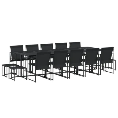 Image de vidaXL Ensemble de jardin 15 pièces noir Textilène
