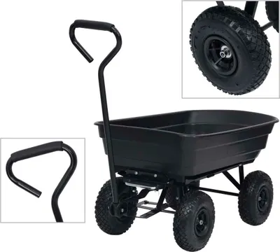 Obrázek produktu pro Zahradní sklápěcí ruční vozík 300 kg 75 l černý