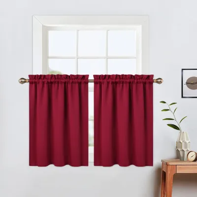 Kurzvorhang-Set 2er-Pack, verdunkelnd, 66x76 cm, Rotwein