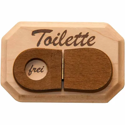 Produktbild von WC Schild aus Holz · Toilettenschild mit WC-Deckel zum Umklappen · Türschild WC · Schild Toilette · lustige Geschenkidee
