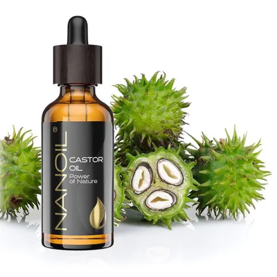 Zdjęcie produktu dla Olejek rycynowy Nanoil 50 ml - do twarzy, włosów i ciała, nierafinowany, organiczny