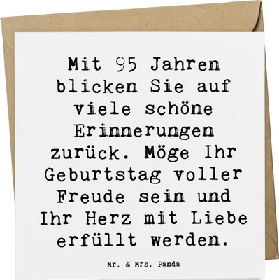 Produktbild von Mr. & Mrs. Panda Glückwunschkarte Spruch 95. Geburtstag Erinnerungen - Weiß - Geschenk, faltkarte, anlasskarte, doppelkarte, Grußkarte, feiern, Lebensweisheiten, Weisheit
