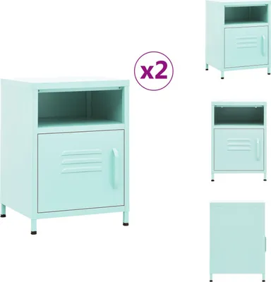 Zdjęcie produktu dla vidaXL Szafki nocne 2 szt. Miętowa zieleń 35x35x51 cm stal - Stoliki nocne