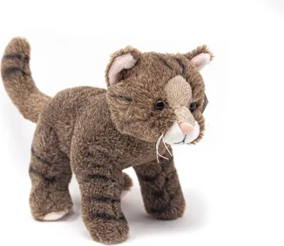 A plush toy wildcat is shown standing against a white background.