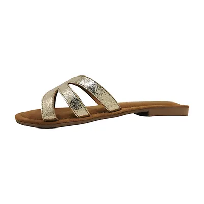 Produktbild von Lazamani  Damenschuhe Sandalen Flach Sandalette Gold Freizeit