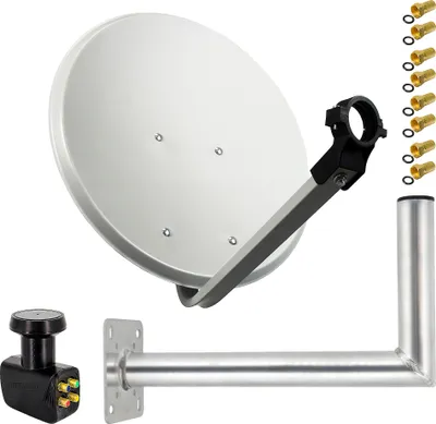 Produktbild von PremiumX SAT Anlage 45cm Satellitenantenne Quad LNB Wandhalter 45cm