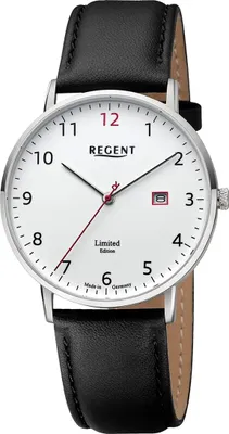 Produktbild von Regent Leder Herren Uhr Armbanduhr Quarz schwarz Lederarmband D2URGM2302