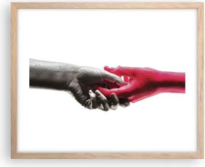 Produktbild von Gerahmtes Poster - Rahmen in heller Eiche - Hilfe Hände Symbol - 50x40 cm - Wand Bild - Wanddeko - Wandbilder - Kunstposter - Wandposter - Bilderrahmen - Bilder - Kunstdruck - P2NAA50x40-4483