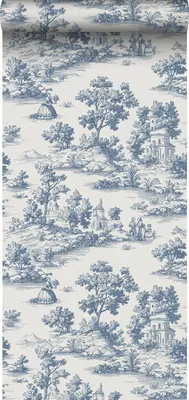 Immagine prodotto di Sanders & Sanders carta da parati toile de jouy blu 53 cm x 10 m