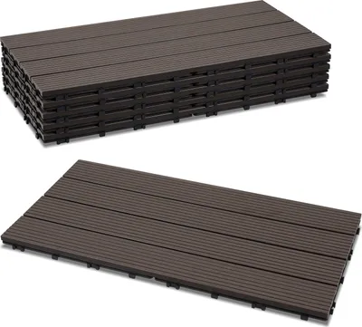 Zdjęcie produktu dla TolleTour Płytki WPC 60 x 30 cm, płytki tarasowe, 1 m²  Płytki balkonowe typu „click”, ciemnobrązowe, 6 sztuk